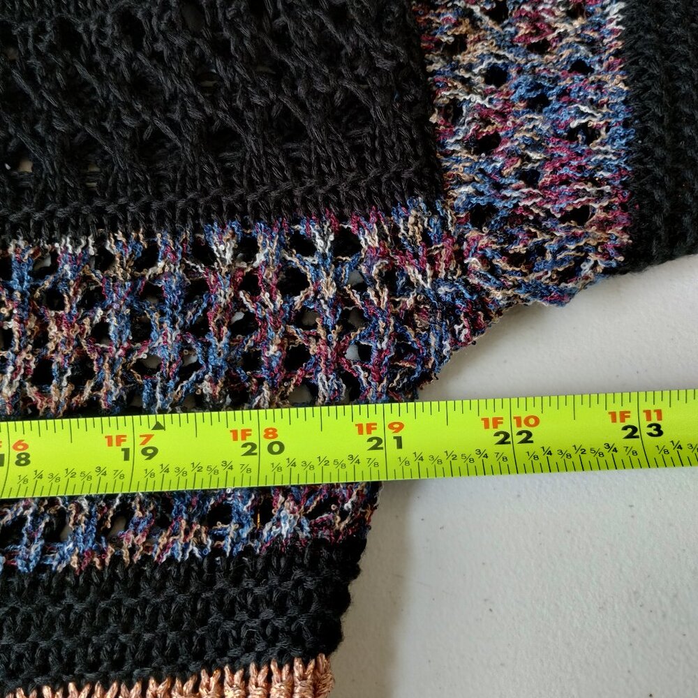 Greige Black with Multicolor Crochet Sweater Size L - Picture 7 of 7